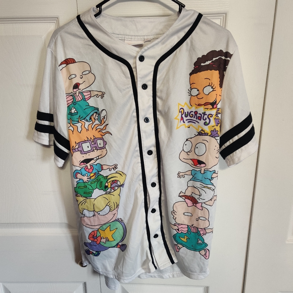 Nickelodeon Rugrats Short Sleeve Baseball Jersey Size M Men/Women 90s Y2K Adult